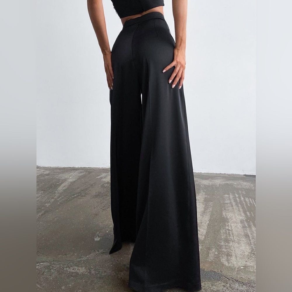 Commensee Oversized Satin Wide Leg Dress Pants size S - Picture 4 of 6